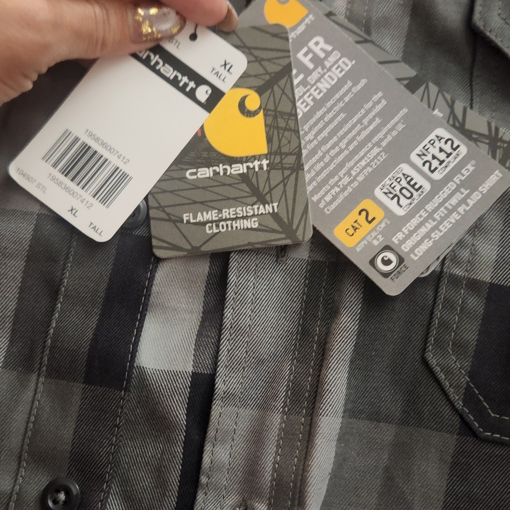 Carhartt Gray Plaid Flame-Resistant Shirt